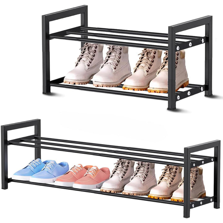 Expandable Schuhregal Schmal 2 Ebenen Adjustable Ausziehbar Klein Metall Schuhaufbewahrung 45 to 80c