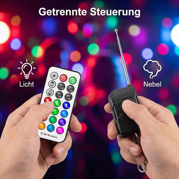 Katomi 700W Nebelmaschine RGB Effekt,13 Farbigen 8 LED Licht Smoke Machine,Mini Fog Rauchmaschine mi