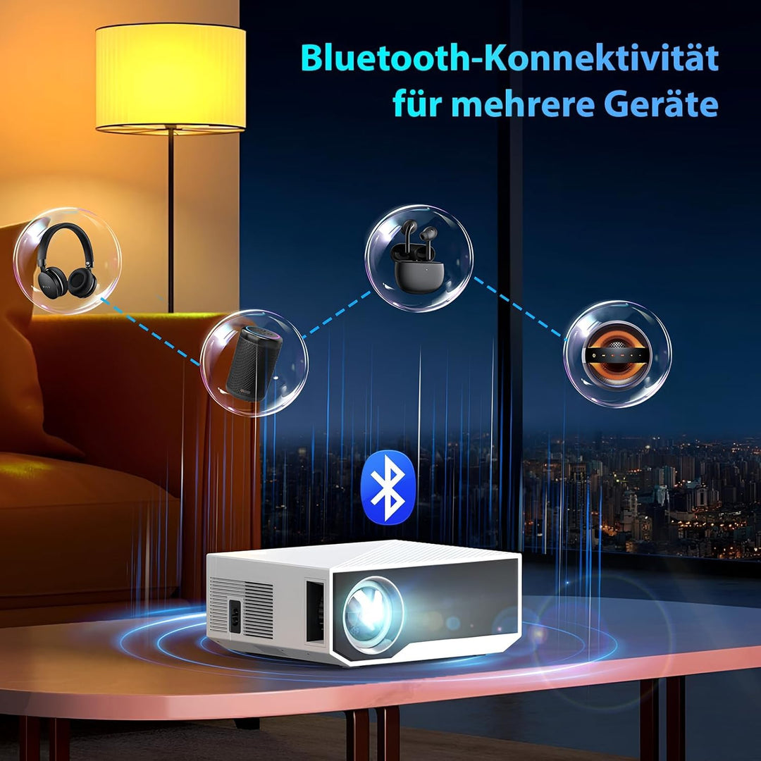 ZDK Mini Beamer 4K Unterstützt,Full HD 1080P Beamer mit Bluetooth und WiFi,20000 Lumen Tragbarer Pro