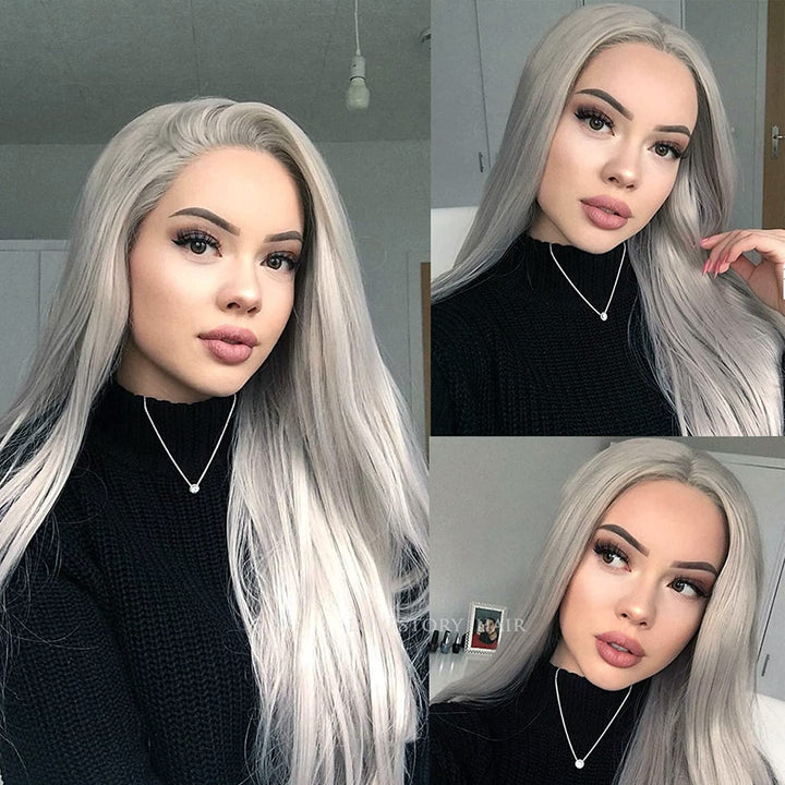 PORSMEER Perücke Blond Lange Haare Glatt für Frauen/Mädchen Natürlich Synthetische Haarperücke Party
