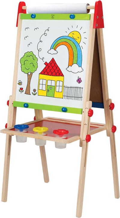 Hape Kinder Spiel-Tafel aus Holz | Preisgekrönte doppelseitige Kindertafel höhenverstellbar mit Papi