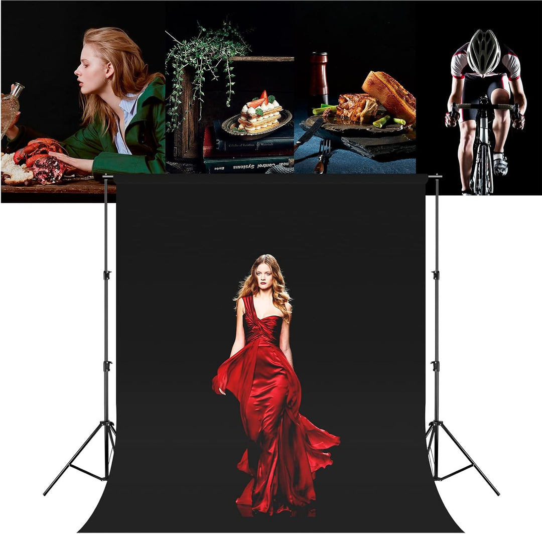 Fotohintergrund Schwarz 3x3 m, Bonvvie Faltbare Fotografie Hintergrund Musselin Hintergrund für Phot