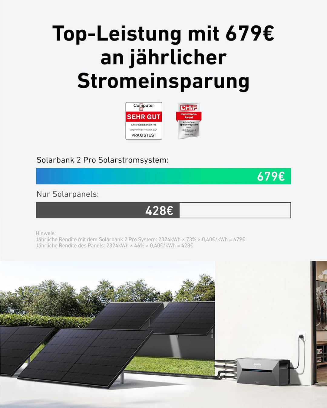 Anker SOLIX Solarbank 2 E1600 Pro + 4× RS50S Bifaziales Solarpanel | Balkonkraftwerk mit Speicher (2