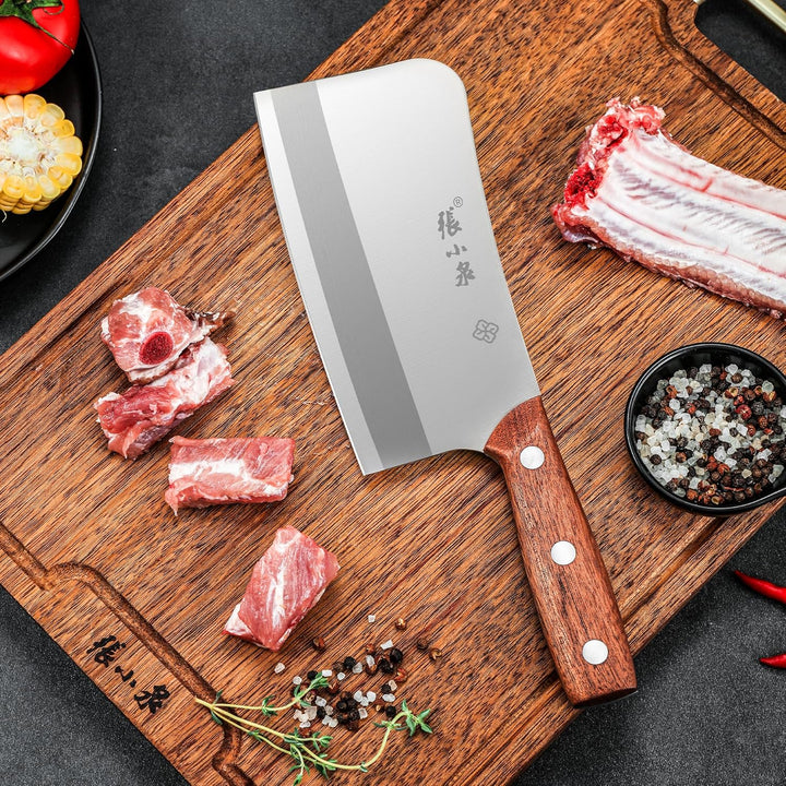 Zhangxiaoquan Chinesisches Hackmesser mit Holzgriff, scharf, rostfreier Edelstahl, ideal zum Hacken
