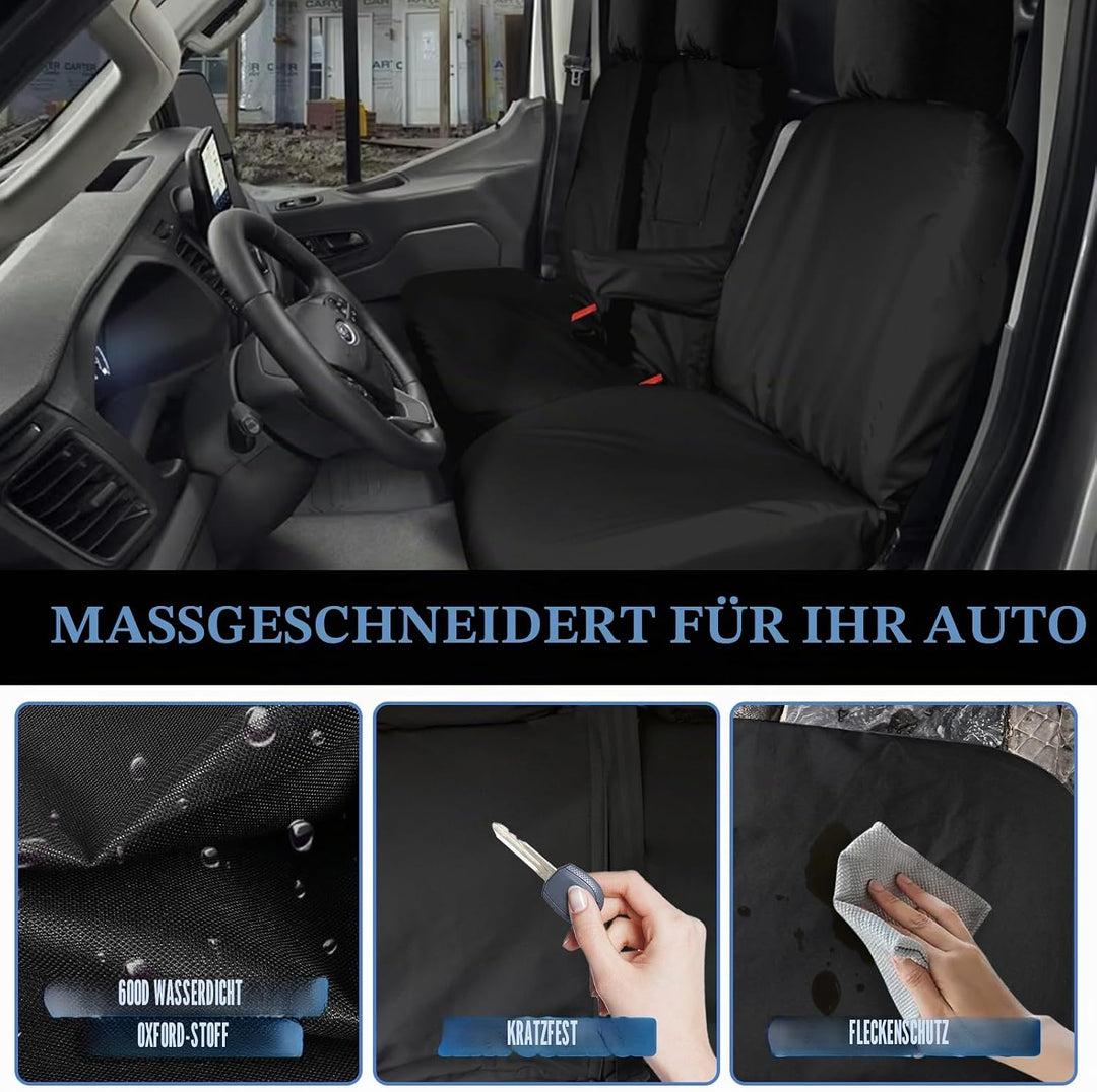 Soekodu Sitzbezüge kompatibel mit Ford Transit Custom 2013-2022 (3 Sitzer), 8er-Set Wasserdichter Vo