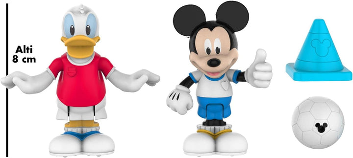 Mickey, 2 bewegliche Figuren, 7,5 cm, mit Zubehör, Fussballspielzeug, für Kinder ab 3 Jahren, McC042
