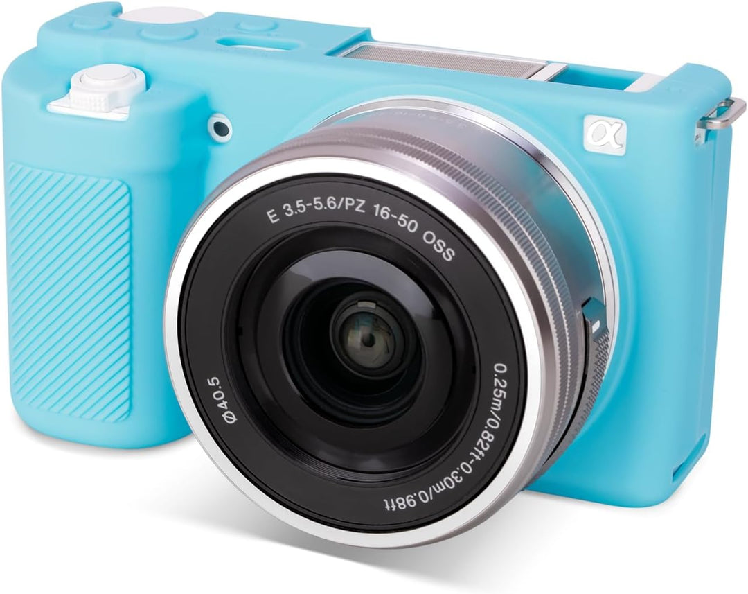 Rieibi ZVE10 Hülle, Weiche Silikon-Schutzhülle für Sony ZV-E10 ZVE10 Kamera, blau, Kameratasche, bla
