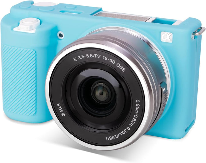 Rieibi ZVE10 Hülle, Weiche Silikon-Schutzhülle für Sony ZV-E10 ZVE10 Kamera, blau, Kameratasche, bla