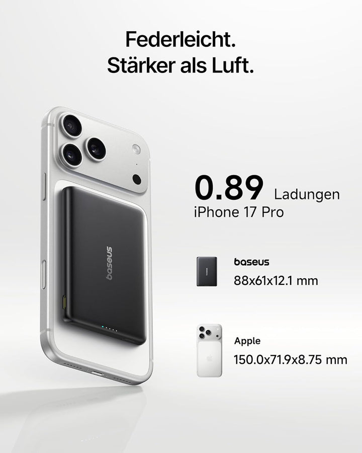Baseus Picogo AM31 MagSafe Powerbank, Ultra Slim 20W Schnellladen 5000mAh Magnetische Powerbank, Wir