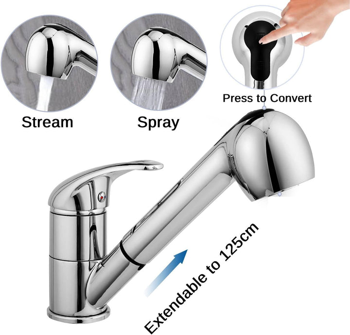 Himimi® Küchenarmatur 360 ° Drehbare| ausziehbar Wasserhahn Mit 2 Sprüharten (Spray & Strahl)| Edels