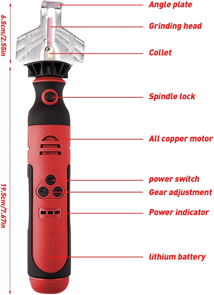 Elektrisches Kettensägen-Schärfer-Set,Kit Rot Kettensäge-Schärfen-Werkzeug-Set,Handgeführte Mini-Ele