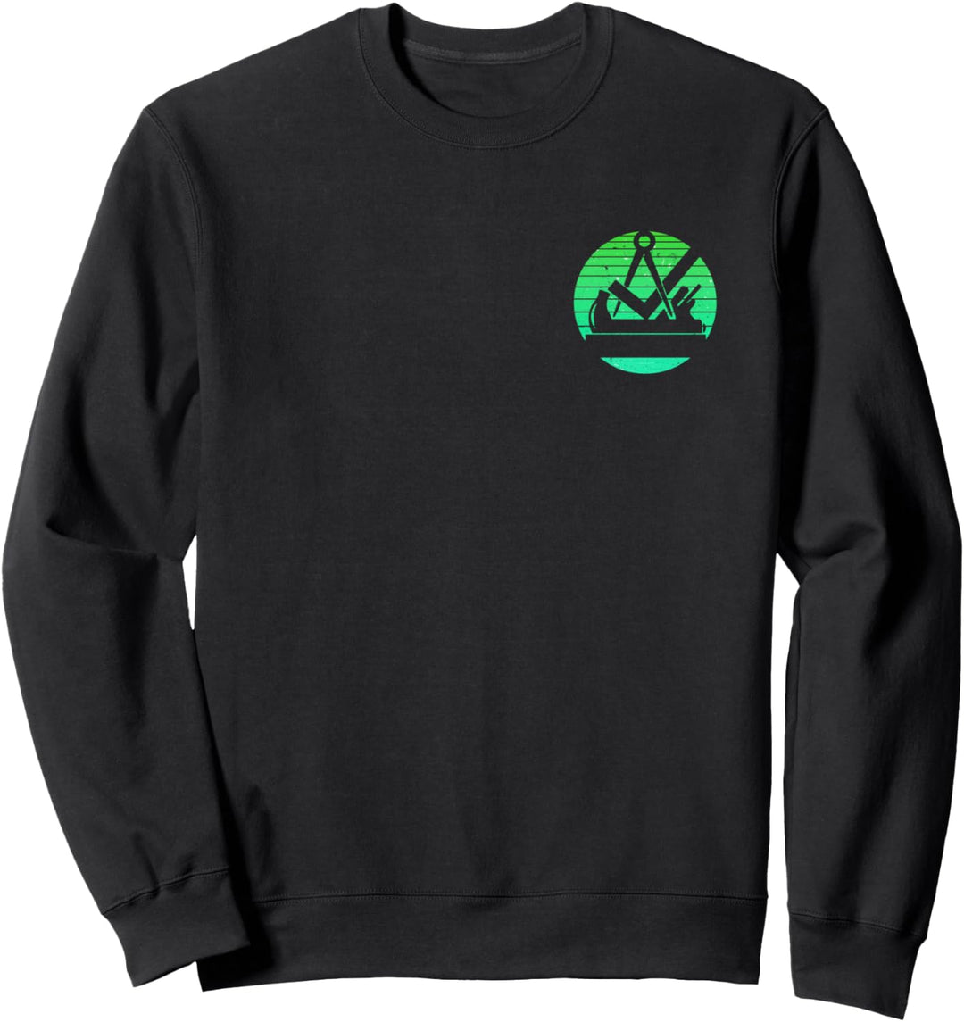 Tischler Schreiner Zunftzeichen Retro Stil Grün auf Brust Sweatshirt