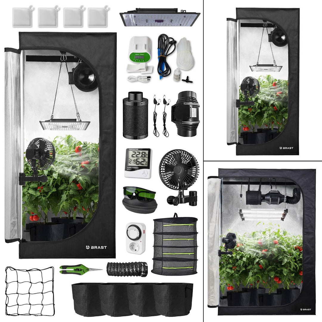 BRAST Growzelt GrowBox | Komplettset inkl. Sonderzubehör | viele Grössen | 60x60x140-120x60x180cm |