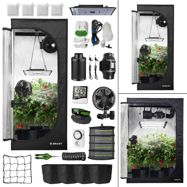 BRAST Growzelt GrowBox | Komplettset inkl. Sonderzubehör | viele Grössen | 60x60x140-120x60x180cm |