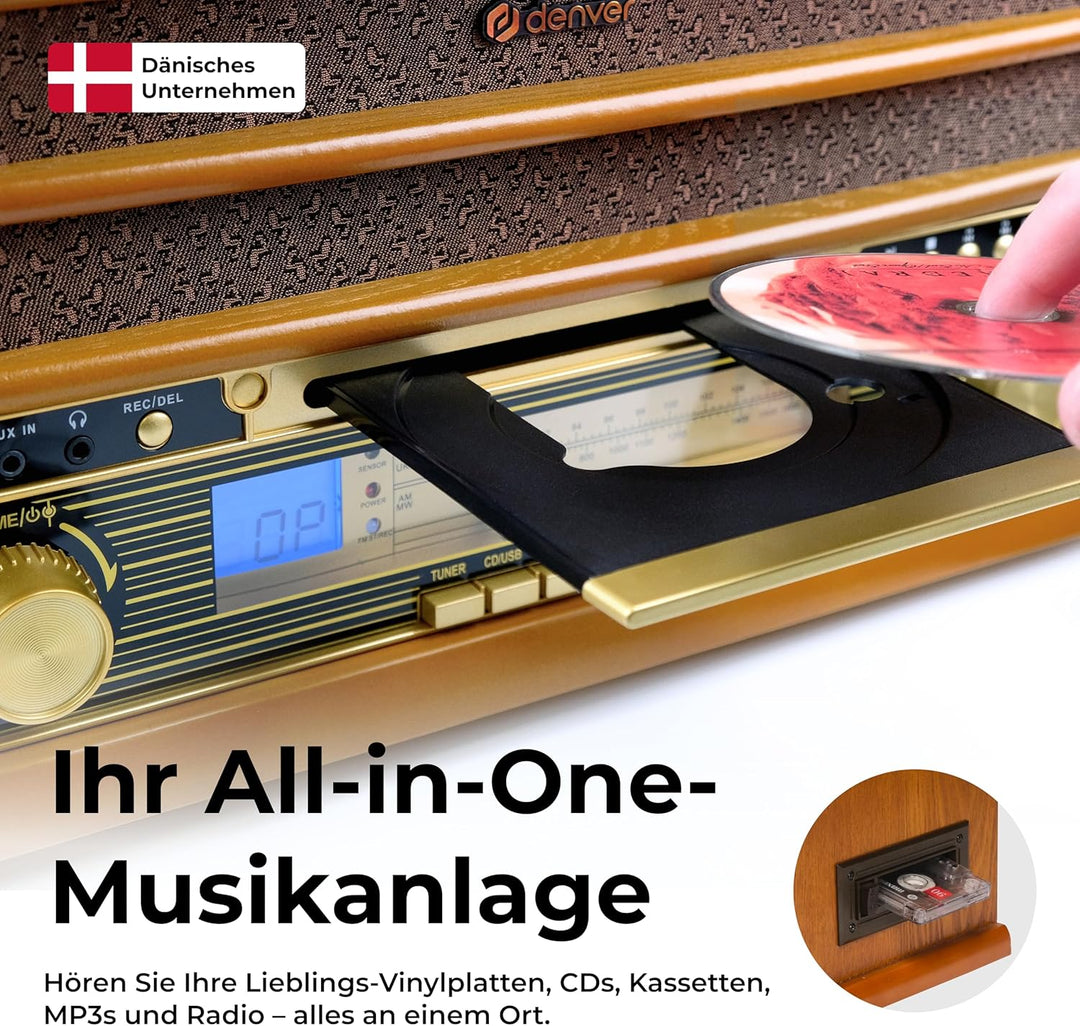 Denver MCR-50 Retro Musik-Center mit Plattenspieler braun
