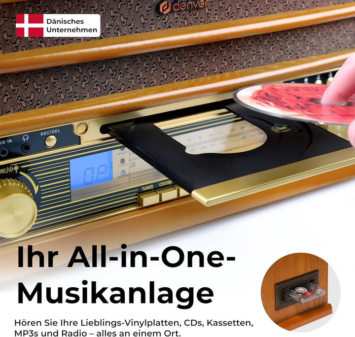 Denver MCR-50 Retro Musik-Center mit Plattenspieler braun