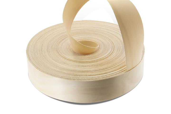 WoodPress® 50 mm Echtholz-Furnierband aus echtem Ahornholz, vorgeklebt, 50 m Handelsrolle, zum Aufbü