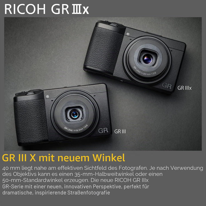 Ricoh GR IIIx Digitalkamera [Brennweite 40 mm] &amp; Weiche Tasche aus echtem Leder GC-12 [Kompatible Mo