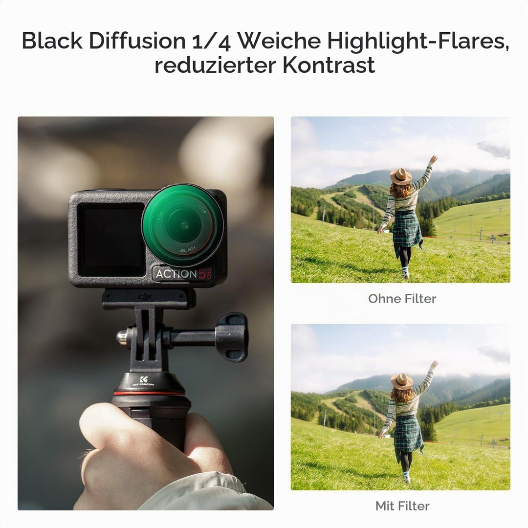 K&amp;F Concept Push-in Black-Mist 1/4 Filter, Black Promist Filter für DJI Osmo Action 5 Pro, Cinematic