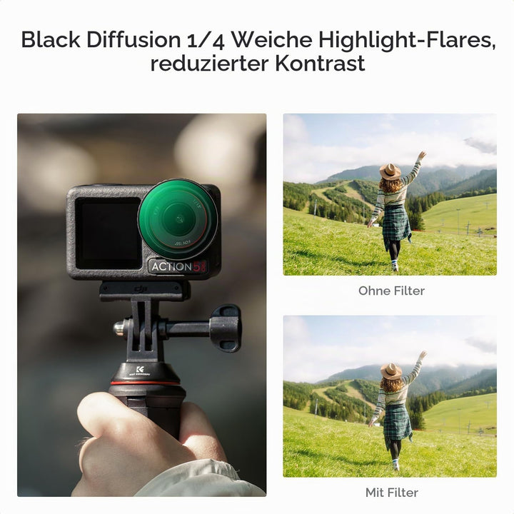 K&amp;F Concept Push-in Black-Mist 1/4 Filter, Black Promist Filter für DJI Osmo Action 5 Pro, Cinematic
