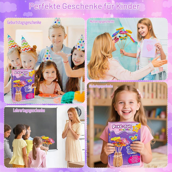 Own1one Bastelset für Mädchen 6-8 Jahre, Blumenstrauss Basteln mit PaillettenSpielzeug ab 4-12 Jahre