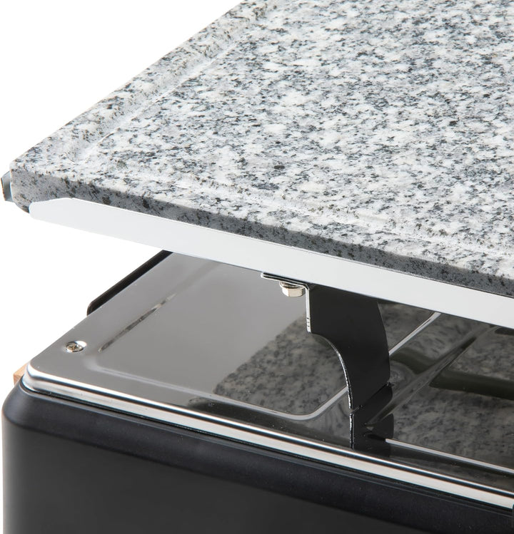 DOMO DO9262G Steingrill/Raclette-Grill - Wooden Design - Inklusive Raclettepfännchen und Holzspatel