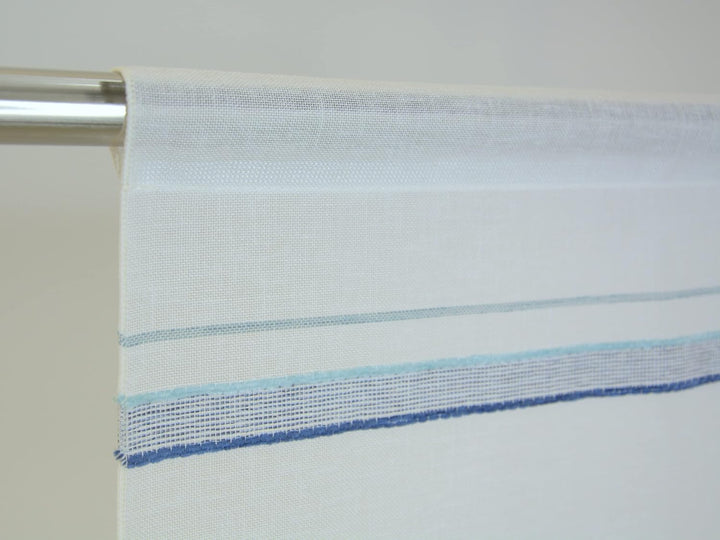 Design Mini Flächenvorhang Set Streifen blau | 4058-01 | 3 Teile | Scheibengardine Gesamtbreite 90cm