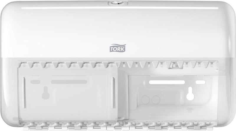 Tork 557000 Spender für Kleinrollen Toilettenpapier T4 in Weiss / Hygienischer Papierspender für Toi