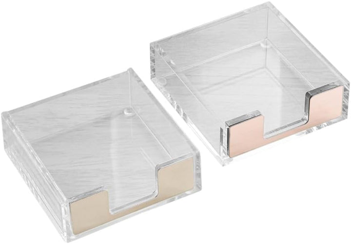 LALAFINA 2 Stück Transparenter Memo Pad Holder mit Roségoldenem Stiftehalter Praktischer Notizzettel