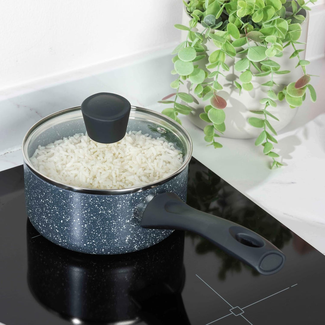 Russell Hobbs RH00844EU antihaftbeschichteter Topf - 16cm/1.2L Stielkasserolle mit Hartglasdeckel, i