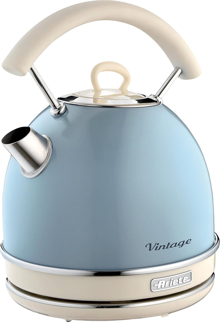 Ariete 156/05-blue Vintage 4-Schlitz-Toaster, lackierter Edelstahl, Blau & 2877 Kabelloser Wasserkoc