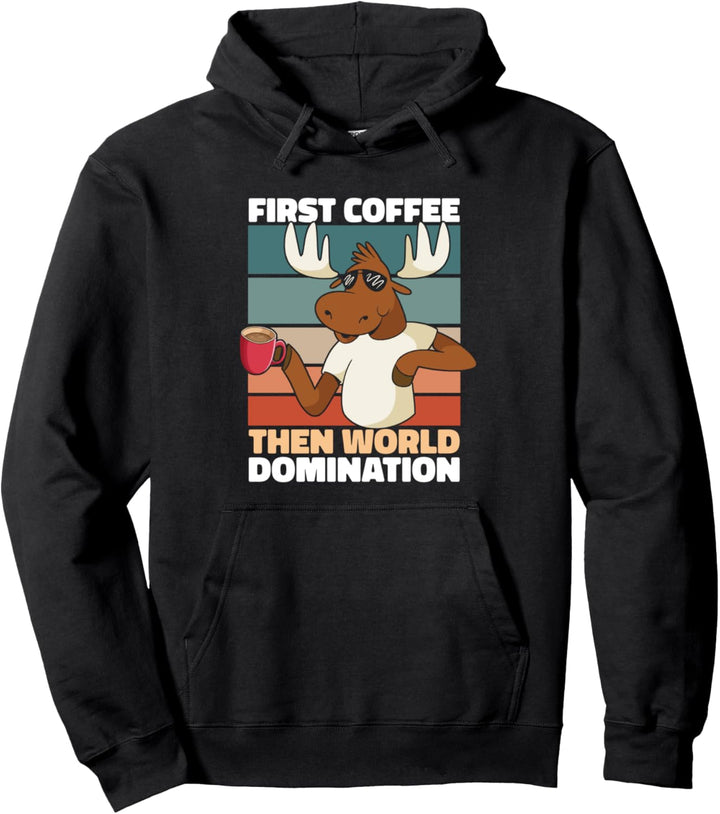 Retro Elch Kaffee Sonnenbrille Geweih Waldtier Vintage Elch Pullover Hoodie