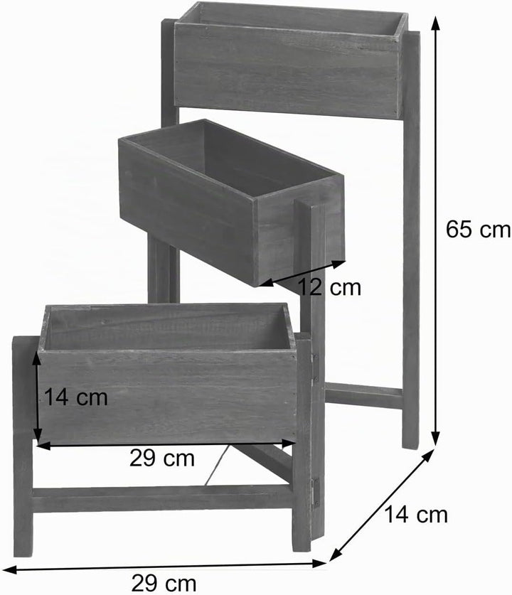 Mendler Pflanzregal T275, Standregal Blumenständer Pflanzkasten, 65x108x15cm, Holz Shabby-Look Vinta