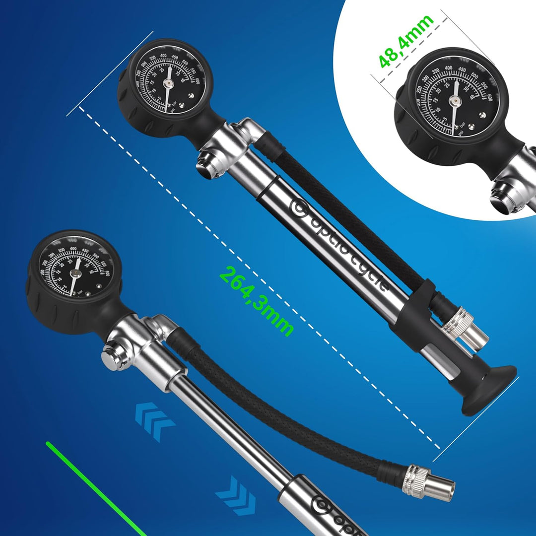Optio Cycle Hochdruck-Dämpferpumpe mit Manometer Hochdruckpumpe Pumpe mit Druckanzeige Gabelpumpe Fe
