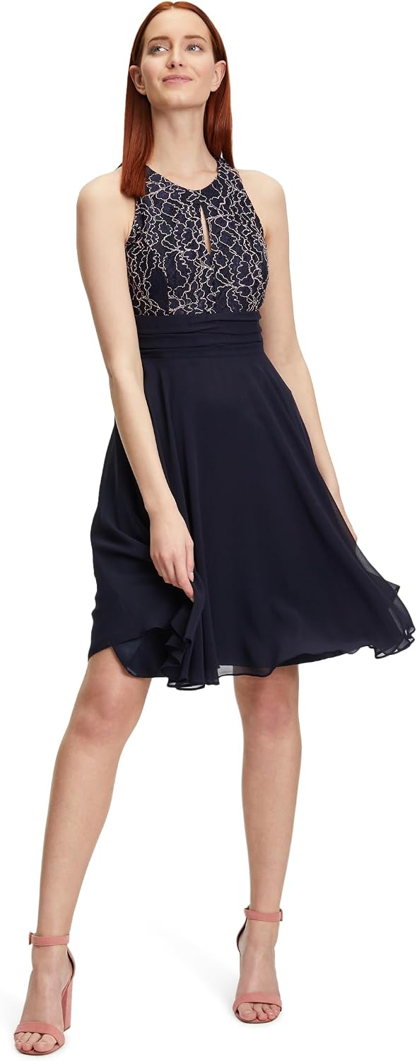 Vera Mont Damen Abendkleid mit Spitze 40 Nachthimmel, 40 Nachthimmel