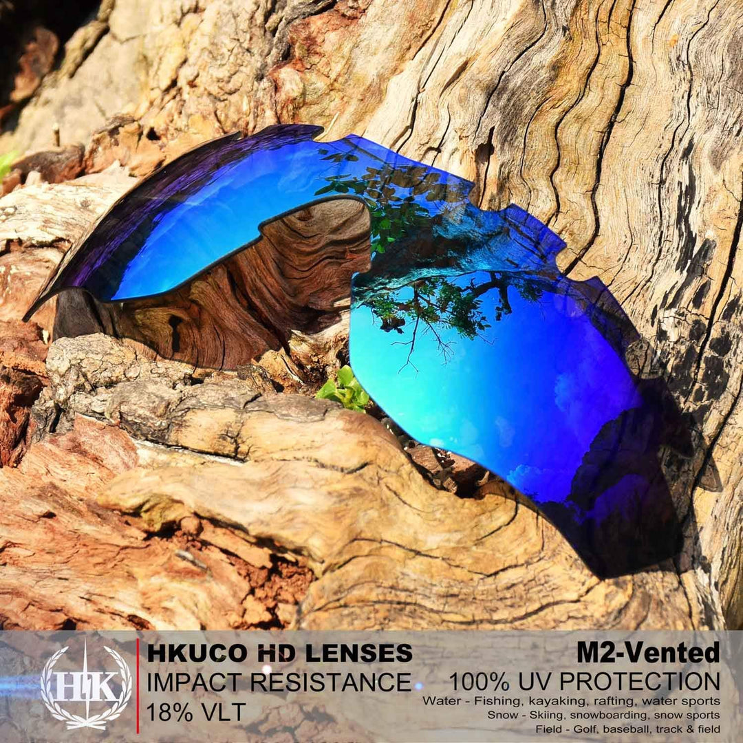 HKUCO Plus Mens Replacement Lenses For Oakley M2-Vented Blue/Green Sunglasses