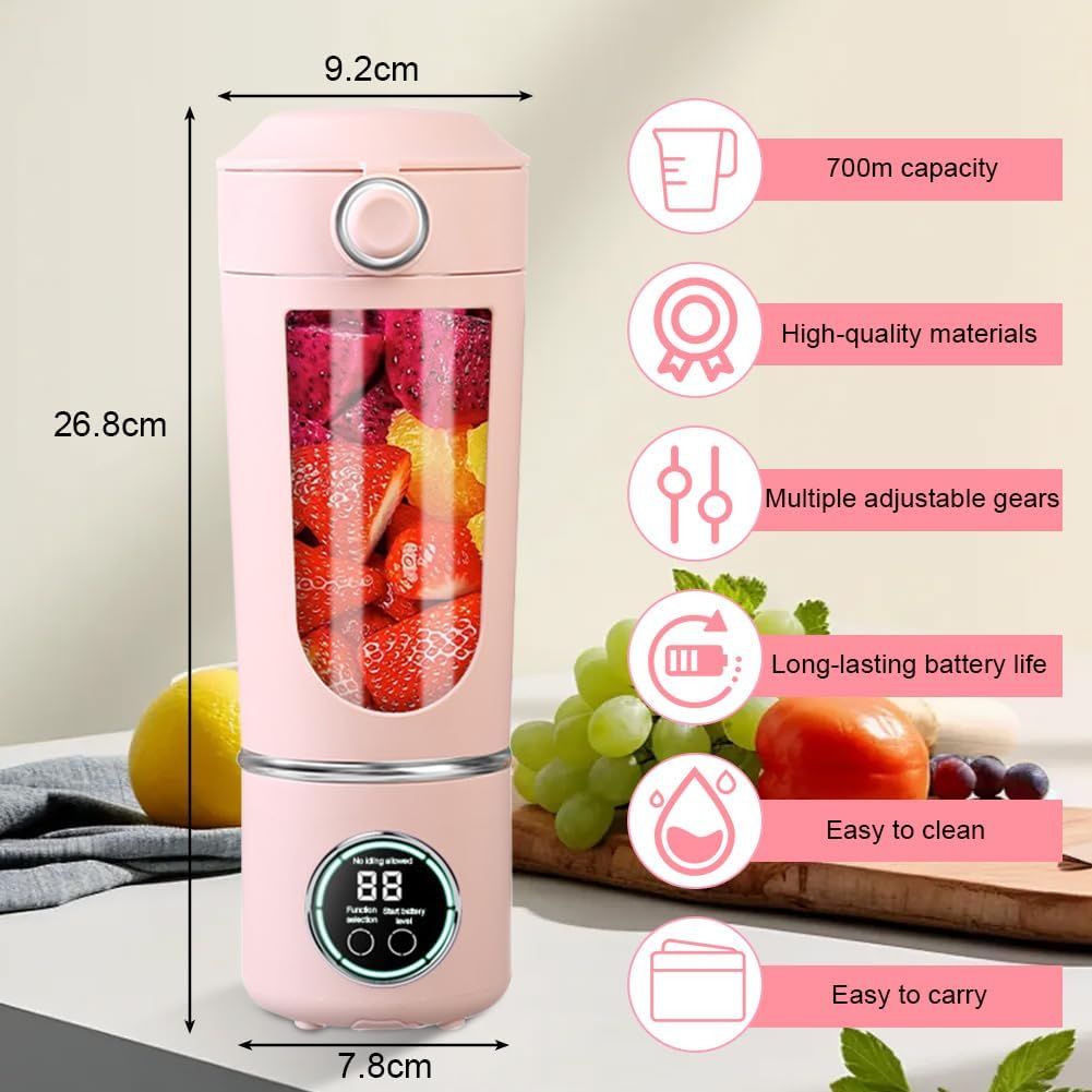 Tragbarer Mixer, 700 ml kleiner Mixer Smoothie, Mini-Standmixer mit 12 Edelstahlklingen und Digitala