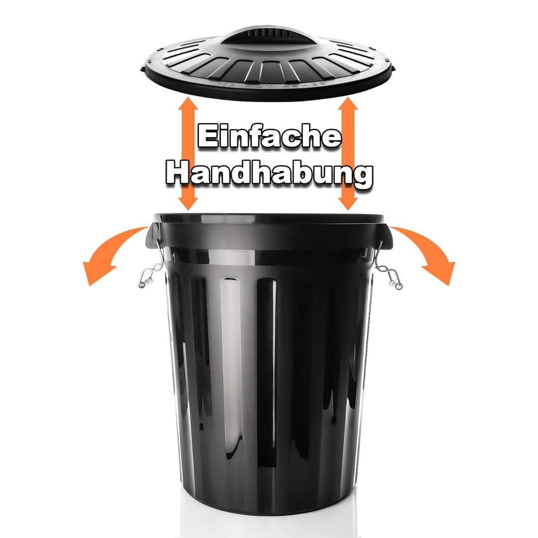 BigDean wetterfeste Universaltonne mit Deckel Schwarz und 2 Tragegriffen + Clip Verschluss auch als