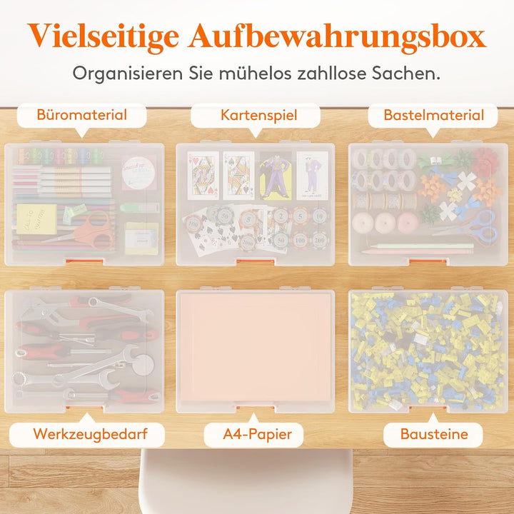 Lifewit 6 Pack Stapelbar Aufbewahrungsbox A4 mit Deckel&amp;Griff, Transparent | Kunststoff Archivbox A4