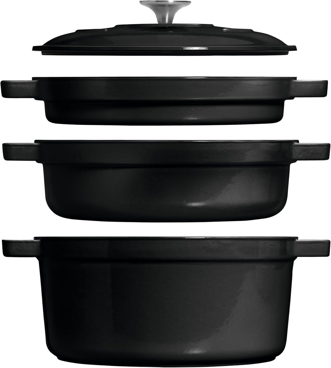 CHEF CUISINE Gusseisernes Kochtopf- & Pfannen-Set, 3-teilig mit Deckel Ofenfest