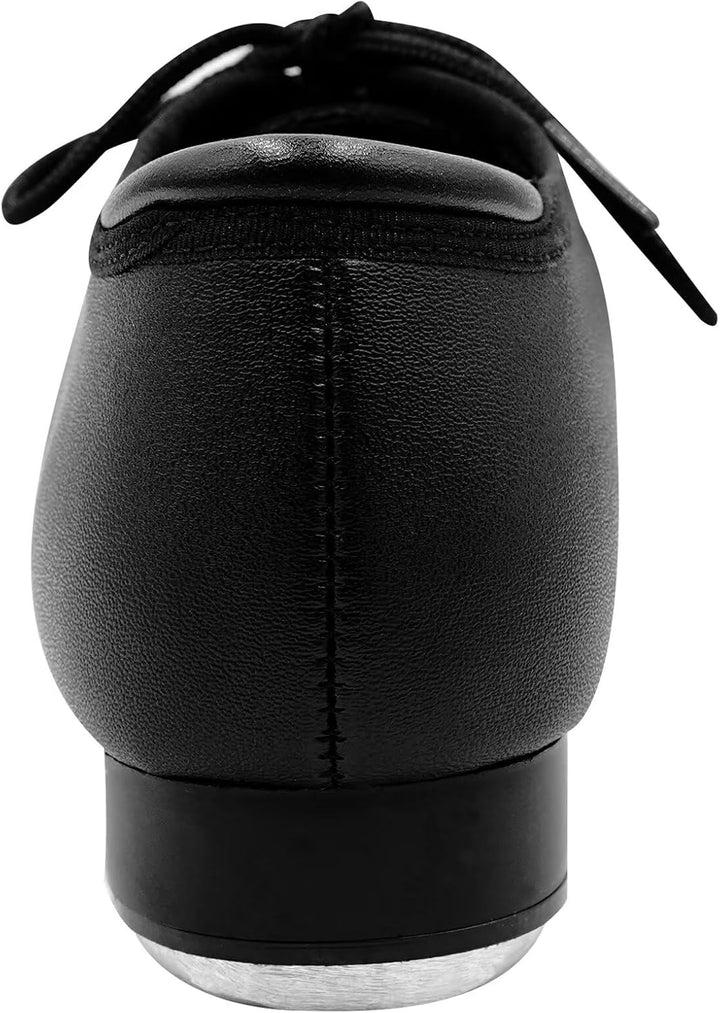 s.lemon Schwarz Leder Tapschuhe Volle Sohle Oxford Steppschuh für Damen Männer Kinder 28 EU Schwarz,
