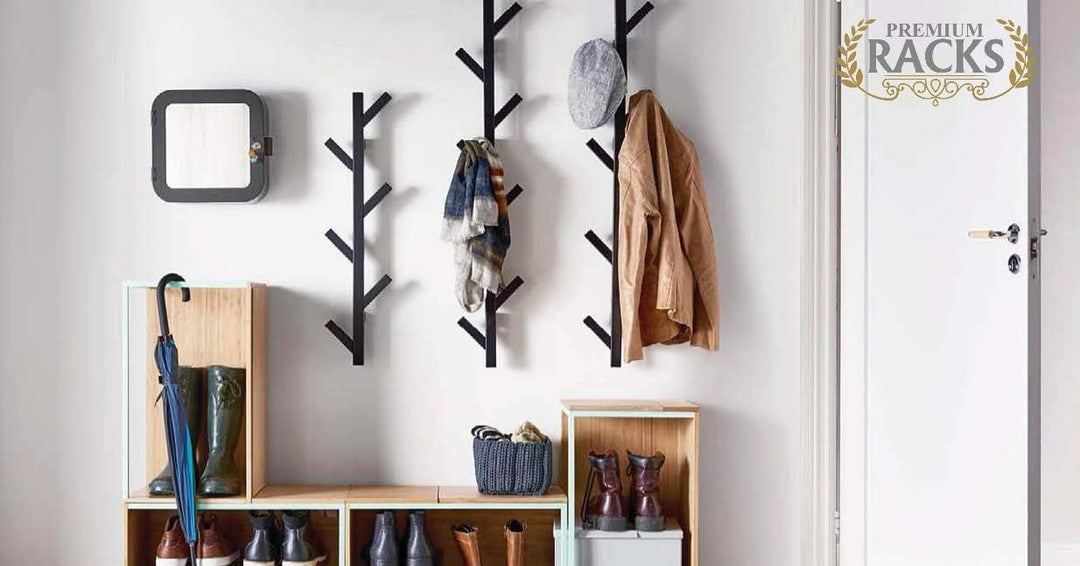 Premium Racks Garderobenleiste und Hutablage – modernes Design – Wandmontage – stilvoll – Schwarz, S