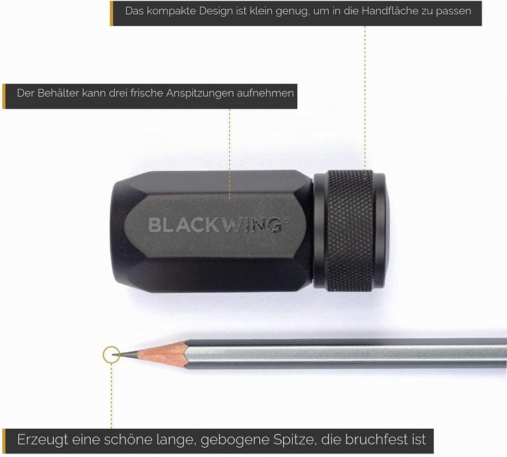 Blackwing One-Step Long Point Spitzer Bleistift Anspitzer einstufig schwarz aus Metall