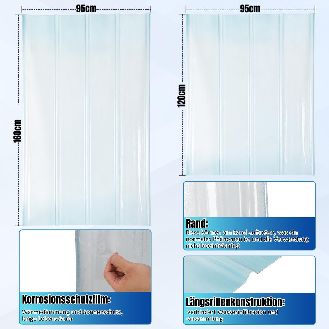 Trapezblech Wellplatten Transparent 90 * 120cm FRP-Tageslichtplatten 2mm Wellblechplatten für Dach P