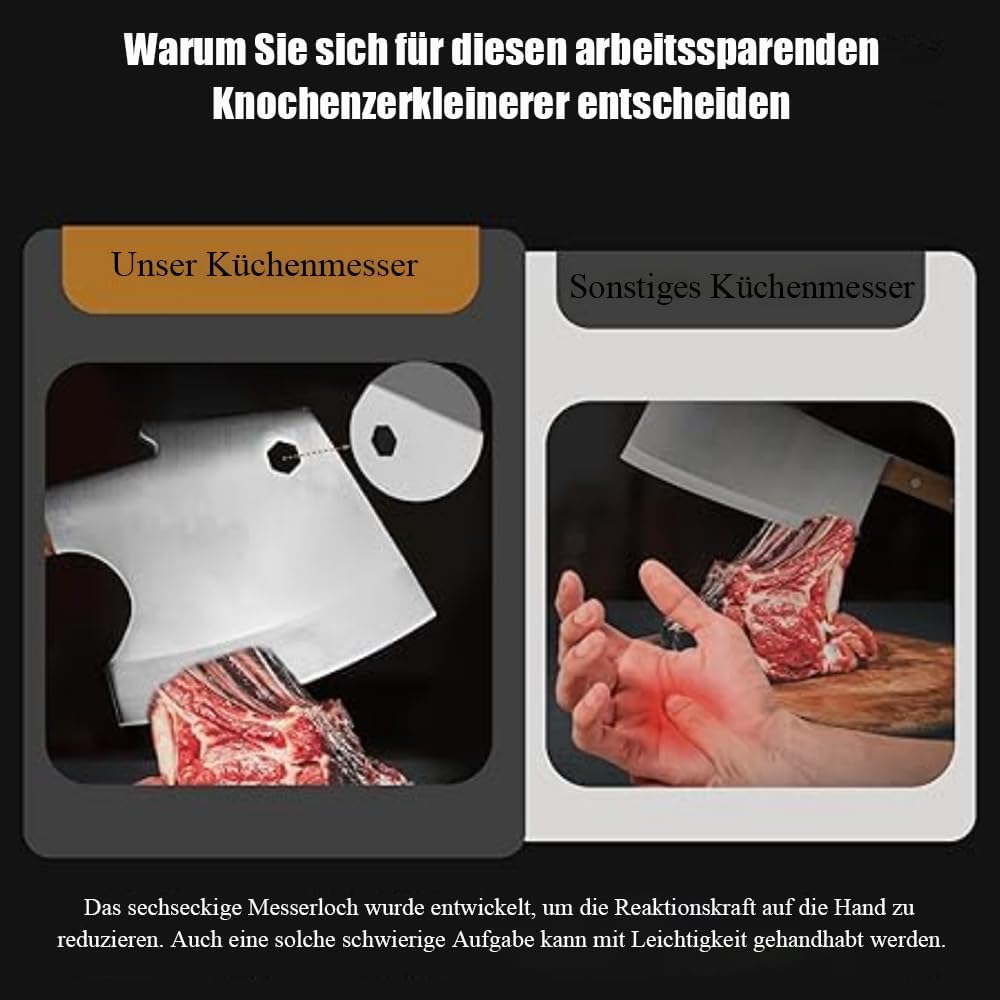 Kitory Hackmesser 15 cm Klinge, Küchenbeil für gefrorenes Fleisch und grosse Knochen, Extrem Scharf
