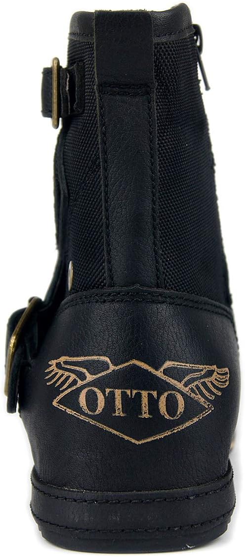 COWSDELLA Herren Stiefel aus Leder Rindsleder mit Gummisohle Biker Motorrad Boots mit Reissverschlus