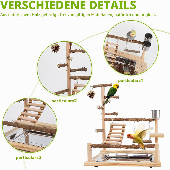 Vögel Spielplatz,Vogelspielplatz Mit Feeder Cups und Tablett,Papageien-Spielständer,Sitzstange Gym S