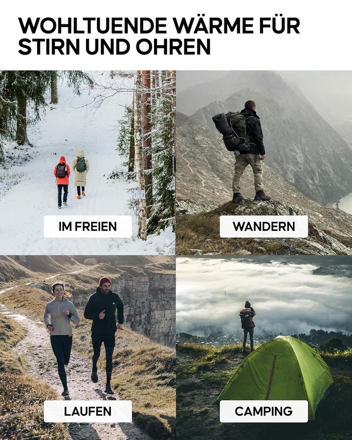 DANISH ENDURANCE Merino Fleece Stirnband, Thermo Headband, Winter Ohrenwärmer, Unisex, für Damen & H