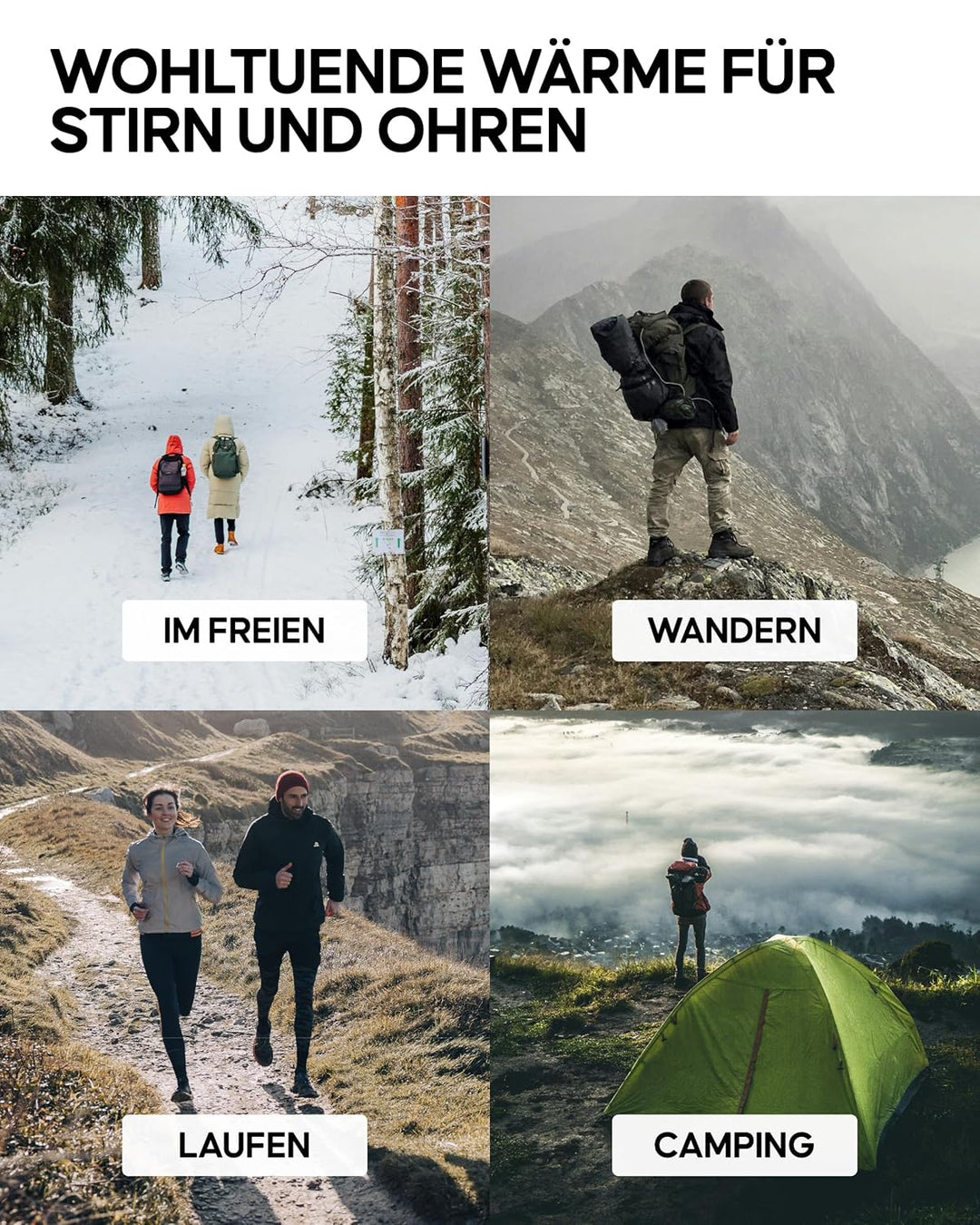 DANISH ENDURANCE Merino Fleece Stirnband, Thermo Headband, Winter Ohrenwärmer, Unisex, für Damen &amp; H
