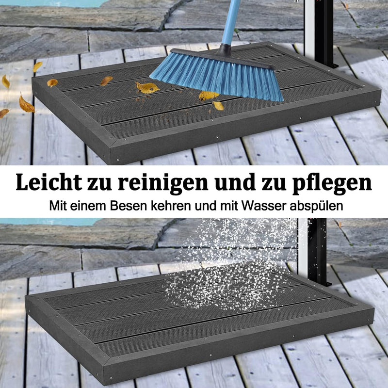 UISEBRT WPC Bodenelement Solardusche Garten Bodenplatte für Gartendusche Pooldusche Poolleiter Outdo